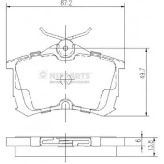 Jeu de 4 plaquettes de frein arrière NIPPARTS OEM 43022SEAE10