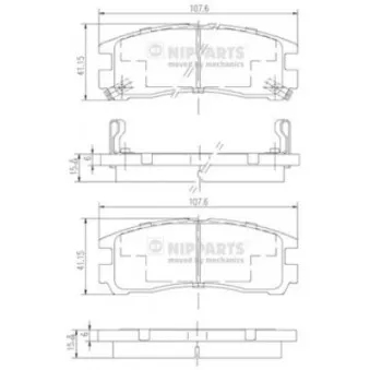 Jeu de 4 plaquettes de frein arrière NIPPARTS J3615003