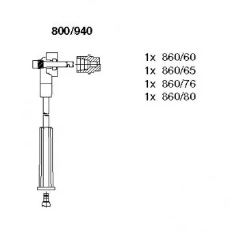 Kit de câbles d'allumage BREMI 800/940 pour FORD FIESTA 1.1 - 50cv