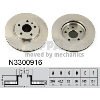 Jeu de 2 disques de frein avant NIPPARTS OEM 13502044