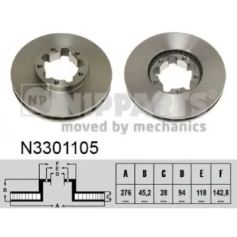 Jeu de 2 disques de frein avant NIPPARTS OEM 5001871213