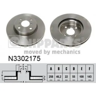 Jeu de 2 disques de frein avant NIPPARTS OEM 435120d060