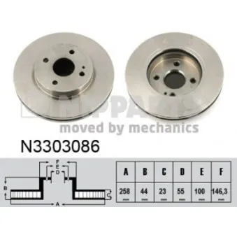Jeu de 2 disques de frein avant NIPPARTS OEM DA7R33251