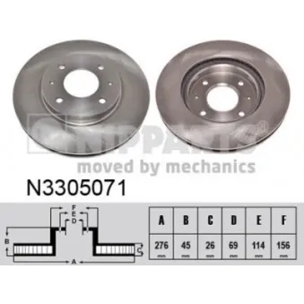 Jeu de 2 disques de frein avant NIPPARTS N3305071