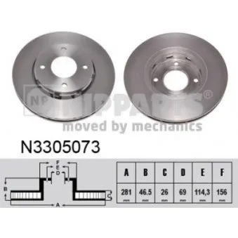 NIPPARTS N3305073 - Jeu de 2 disques de frein avant