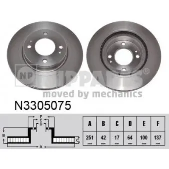 NIPPARTS N3305075 - Jeu de 2 disques de frein avant