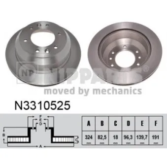 NIPPARTS N3310525 - Jeu de 2 disques de frein arrière