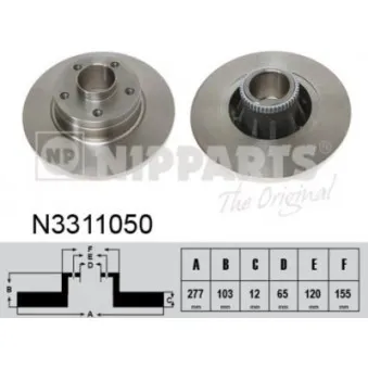 Jeu de 2 disques de frein arrière NIPPARTS OEM 4320600QAD