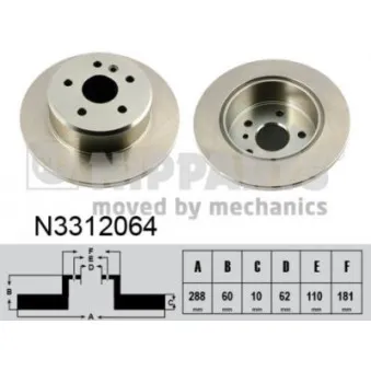 Jeu de 2 disques de frein arrière NIPPARTS OEM 4243133080