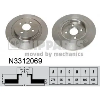 Jeu de 2 disques de frein arrière NIPPARTS OEM 424310D060