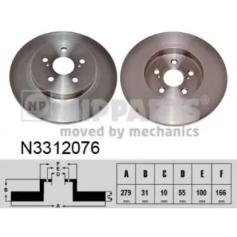 Jeu de 2 disques de frein arrière NIPPARTS OEM 4243152160