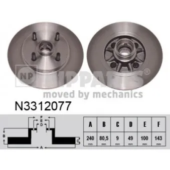 NIPPARTS N3312077 - Jeu de 2 disques de frein arrière