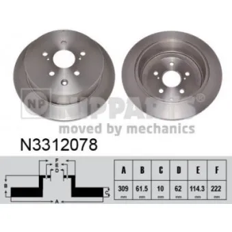 NIPPARTS N3312078 - Jeu de 2 disques de frein arrière