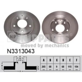 NIPPARTS N3313043 - Jeu de 2 disques de frein arrière