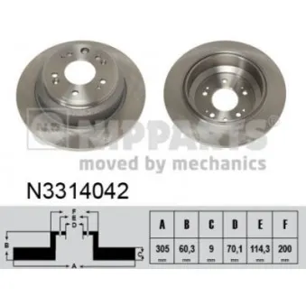 NIPPARTS N3314042 - Jeu de 2 disques de frein arrière