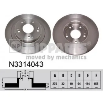 NIPPARTS N3314043 - Jeu de 2 disques de frein arrière