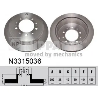 NIPPARTS N3315036 - Jeu de 2 disques de frein arrière