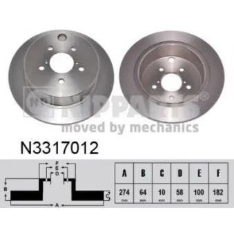 Jeu de 2 disques de frein arrière NIPPARTS N3317012