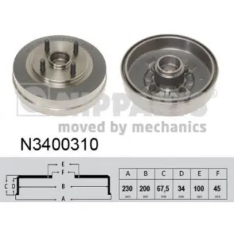 Tambour de frein NIPPARTS OEM 52725FD200 Tambour de frein NIPPARTS OEM 52725FD200