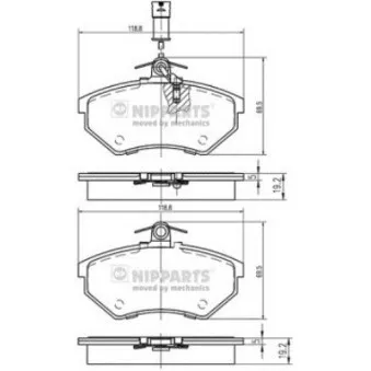 Jeu de 4 plaquettes de frein avant NIPPARTS OEM T113501080