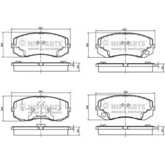 Jeu de 4 plaquettes de frein avant NIPPARTS N3605055 pour MITSUBISHI Canter (FB7, FB8, FE7, FE8) FE84S - 146cv