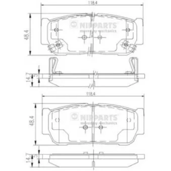 Jeu de 4 plaquettes de frein arrière NIPPARTS OEM 48413091A1