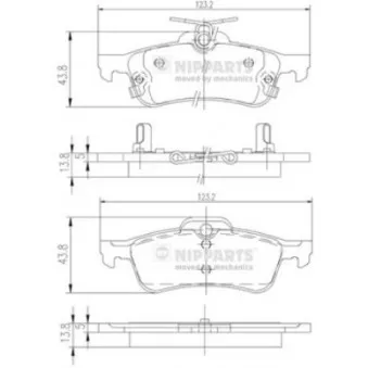 Jeu de 4 plaquettes de frein arrière NIPPARTS OEM 044660D010
