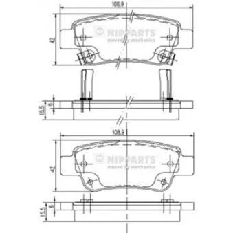 Jeu de 4 plaquettes de frein arrière NIPPARTS OEM 43022SWWG01
