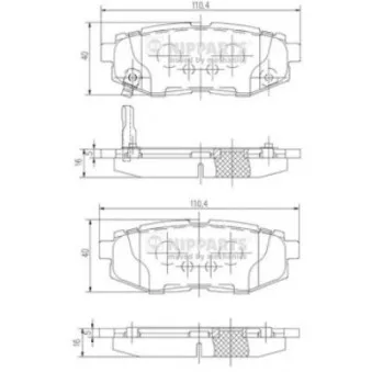 Jeu de 4 plaquettes de frein arrière NIPPARTS OEM 26696XA010