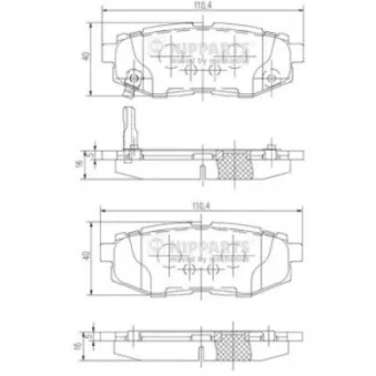 NIPPARTS N3617006 - Jeu de 4 plaquettes de frein arrière