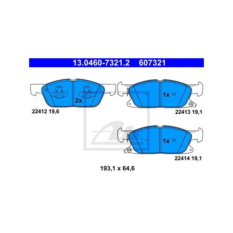 Jeu de 4 plaquettes de frein avant ATE 13.0460-7321.2 - Visuel 1
