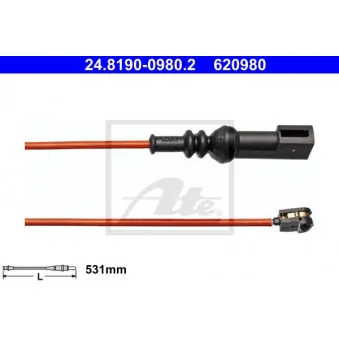 Contact d'avertissement, usure des plaquettes de frein ATE OEM 2030369