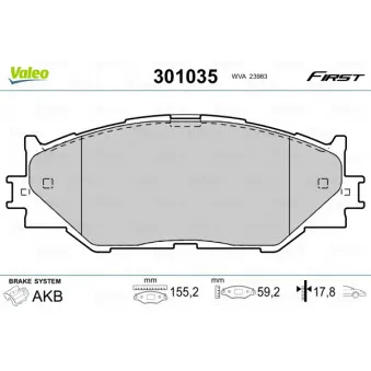 Jeu de 4 plaquettes de frein avant VALEO OEM 0446553040