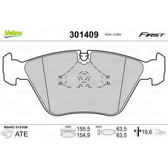 Jeu de 4 plaquettes de frein avant VALEO OEM 34116761277