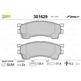 VALEO 301629 - Jeu de 4 plaquettes de frein avant