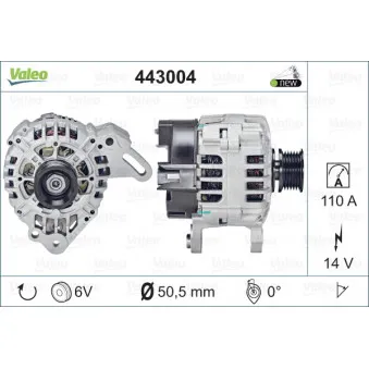 Alternateur VALEO 443004 pour VOLKSWAGEN GOLF 1.4 16V - 75cv