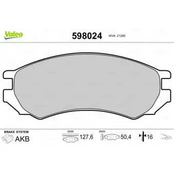 Jeu de 4 plaquettes de frein avant VALEO OEM D106M72J25