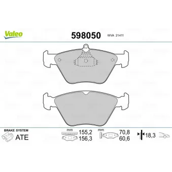 Jeu de 4 plaquettes de frein avant VALEO OEM 1605855