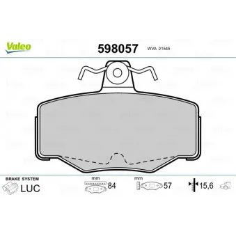 Jeu de 4 plaquettes de frein arrière VALEO OEM 440603F085