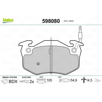 Jeu de 4 plaquettes de frein avant VALEO OEM 7701205277