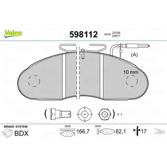 Jeu de 4 plaquettes de frein avant VALEO OEM 069052940