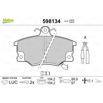 VALEO 598134 - Jeu de 4 plaquettes de frein avant