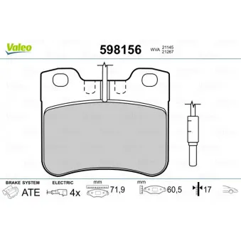 Jeu de 4 plaquettes de frein avant VALEO OEM 425321