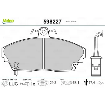 Jeu de 4 plaquettes de frein avant VALEO OEM GBP90298