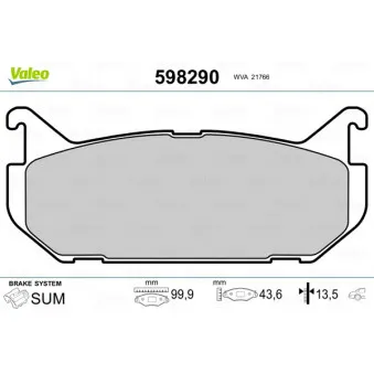 Jeu de 4 plaquettes de frein arrière VALEO OEM GAYE2643ZB