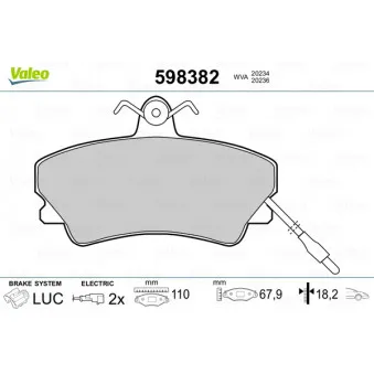 VALEO 598382 - Jeu de 4 plaquettes de frein avant