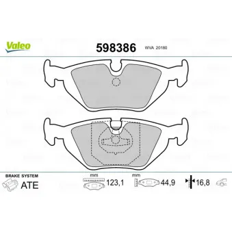 Jeu de 4 plaquettes de frein arrière VALEO OEM 34211161456