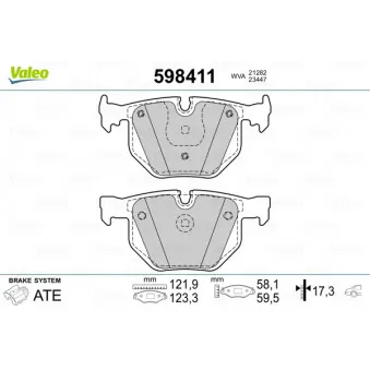 VALEO 598411 - Jeu de 4 plaquettes de frein arrière