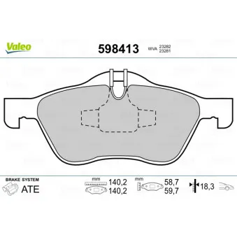 VALEO 598413 - Jeu de 4 plaquettes de frein avant