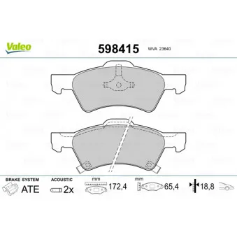 Jeu de 4 plaquettes de frein avant VALEO OEM 5135258AA